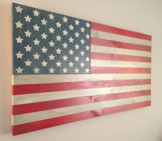 Wooden American Flag 22x42 Painted Wood by MoritzWoodworks
