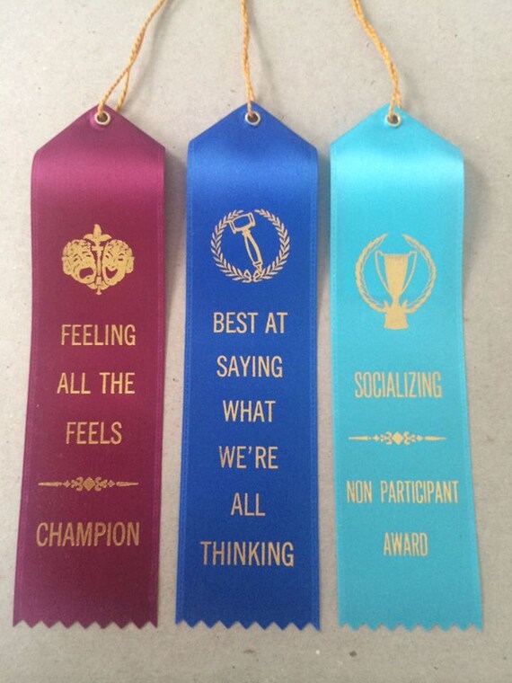 Party Pack Set of 3 Adult Award Ribbons by TheHeirloomTomatos