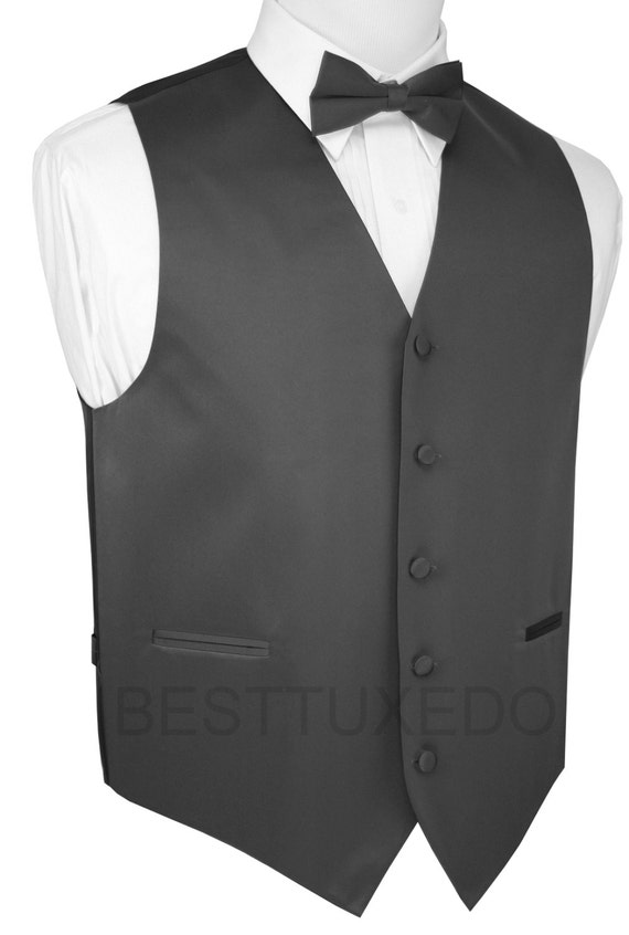 XS 6XL. Italian Design. CHARCOAL Satin Tuxedo Vest by BestTuxedo