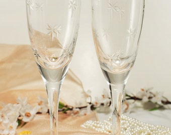Personalized Crystal Wedding Toasting Flutes Champagne Sets Anniversary