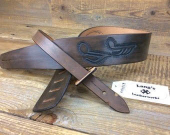 Handmade leather guitar strap, leather guitar sling