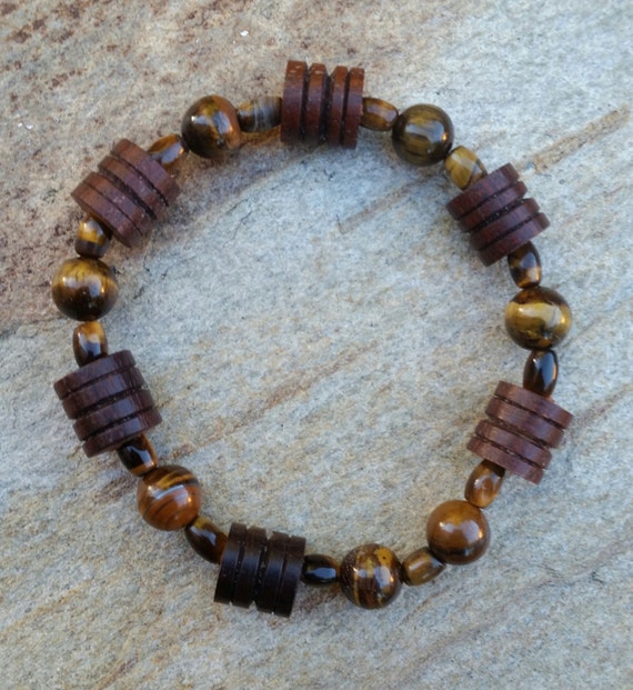 Unisex Natural Tiger Eye Tiger's Eye Wood barrel