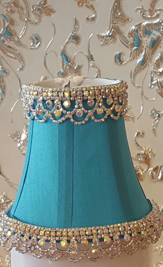 Teal Silk Chandelier Shade