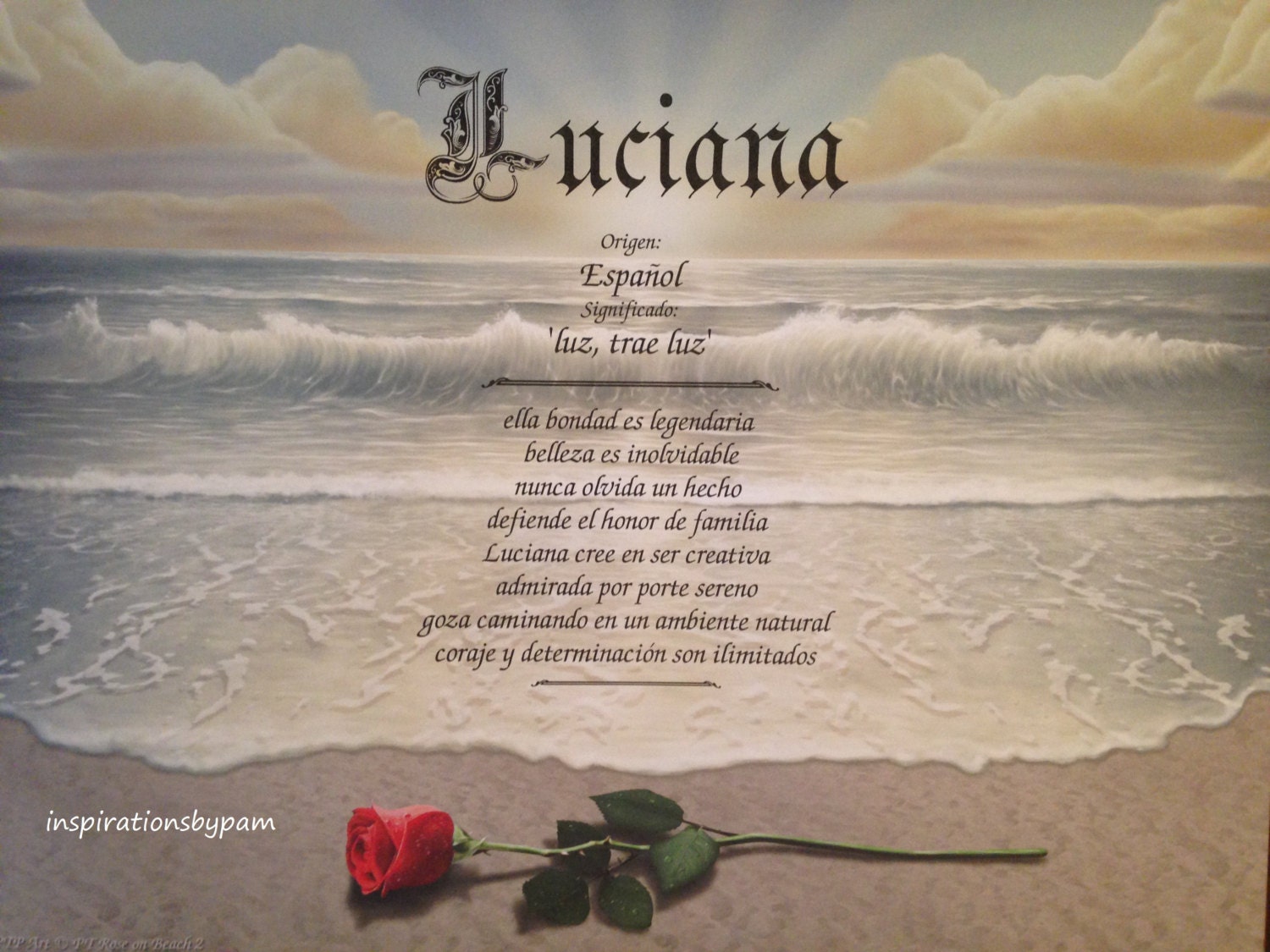 Luciana Spanish First Name Meaning Art PrintName Meaning