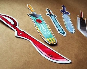Video Game Sword Bookmark Set | anime bookmark, bookmark set, otaku gift, unique bookmark, cute bookmark, geek bookmark, nerd bookmark