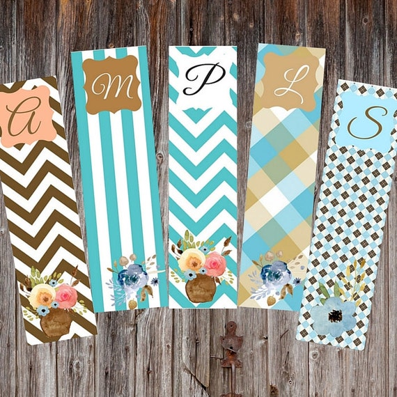 printable bookmark initial bookmark custom by lanierprintables