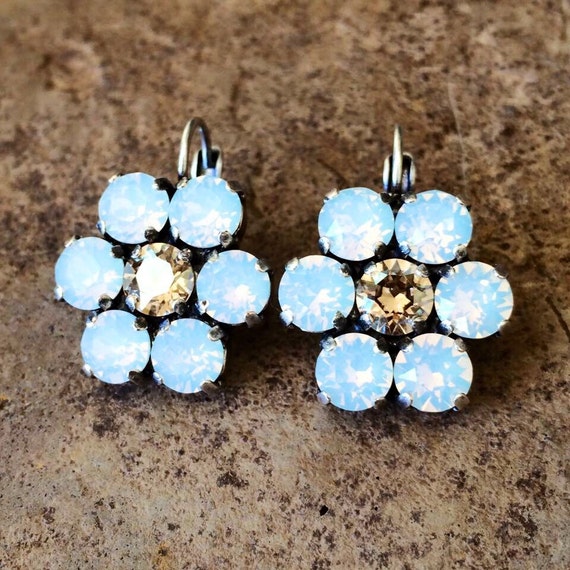 DAISY DANGLE Swarovski crystal 6mm leverback earrings in