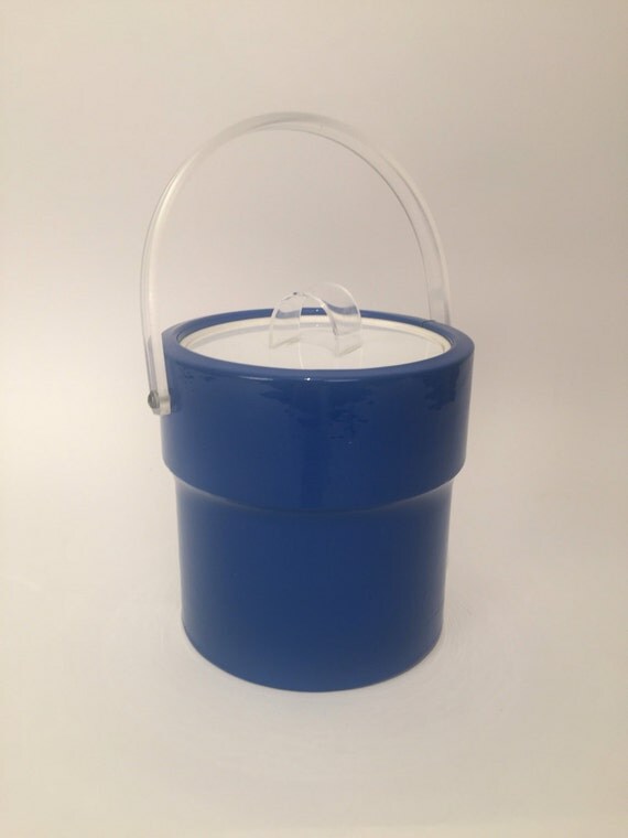 Vintage midcentury Blue ice Bucket