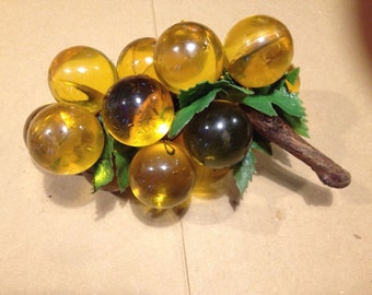 1960's Amber Lucite/Acrylic Grape Cluster - Vintage Decor