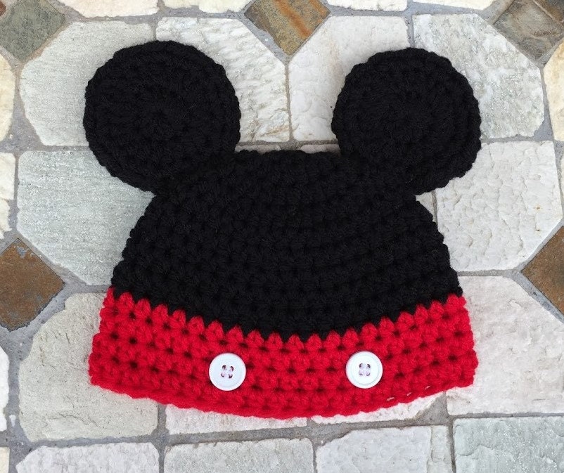 Mickey Mouse Hat Crochet Mickey Mouse Hat Handmade Mickey