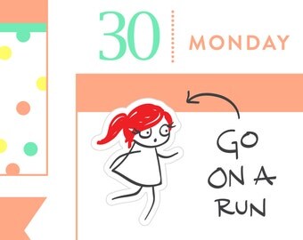 P054 - Running planner stickers, Workout stickers, gym stickers, planner stickers, exercise stickers, 32 stickers, MINI size, PPC164