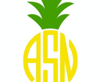 Pineapple Monogram Decal, Vinyl Decal