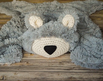Nursery Rug, Large Bear Rug, Woodland Nursery Rug