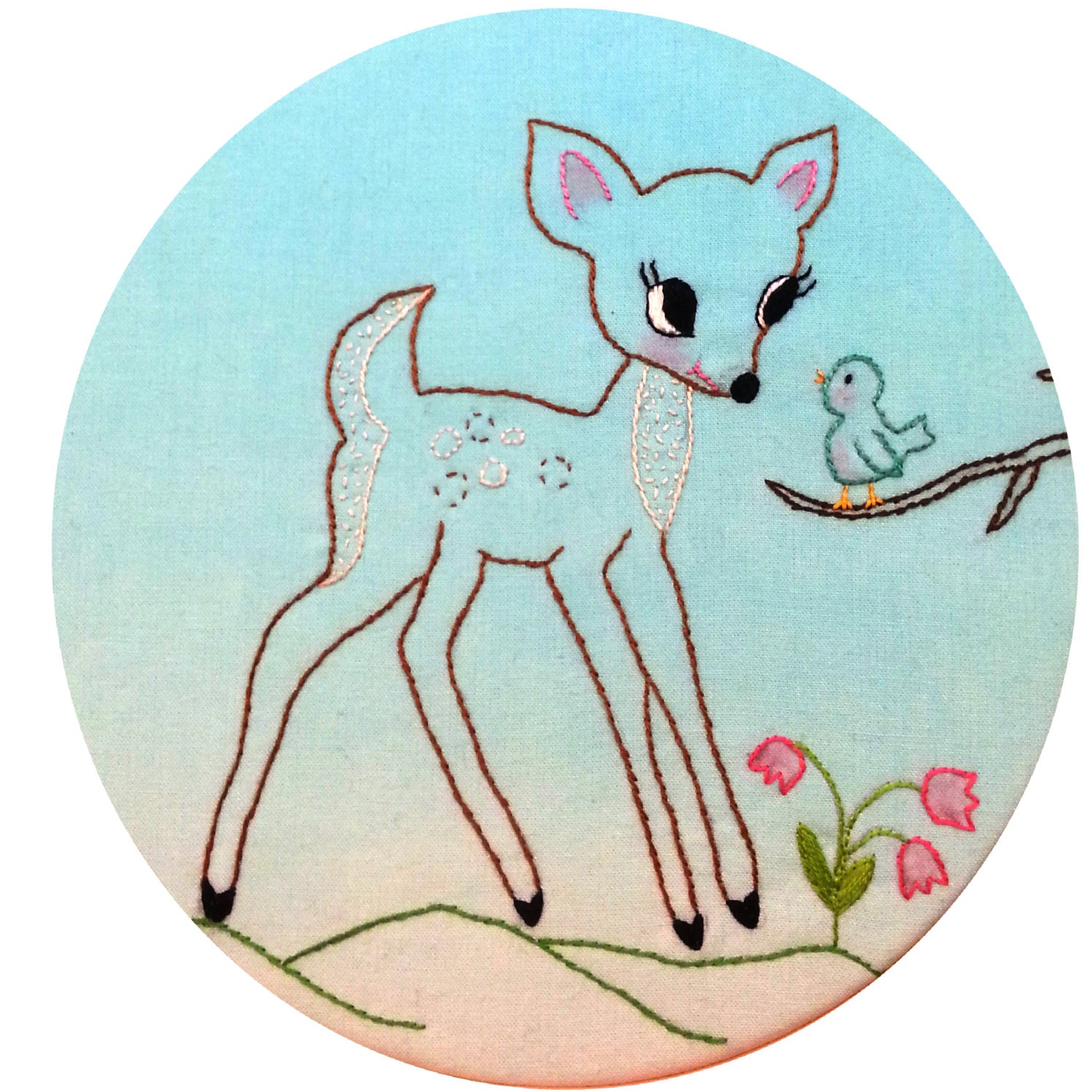 Baby deer hand embroidery stitchery sybju woodland theme Baby deer hand embroidery stitchery sybju woodland theme