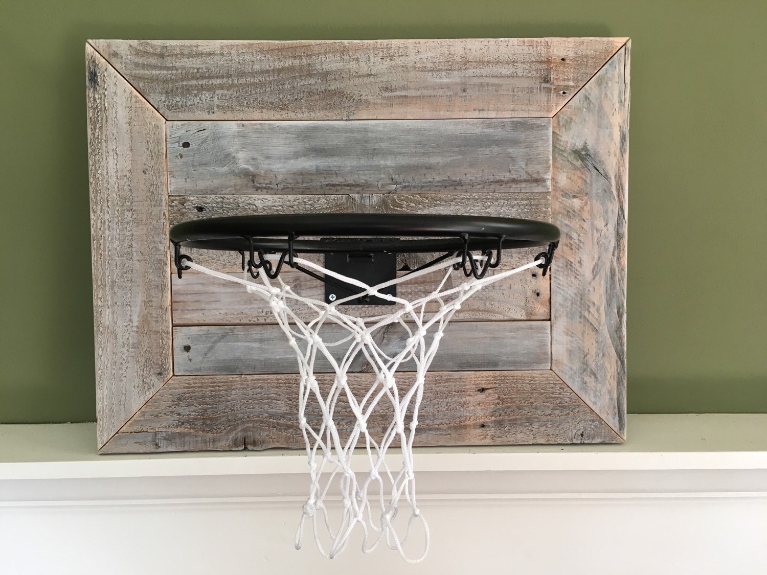 Rustic reclaimed wood backboard with basketball by BourbonWood