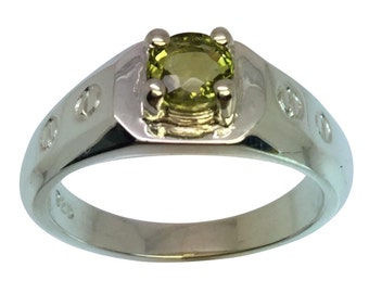 14k Green Tourmaline Men's Ring, FREE SIZING