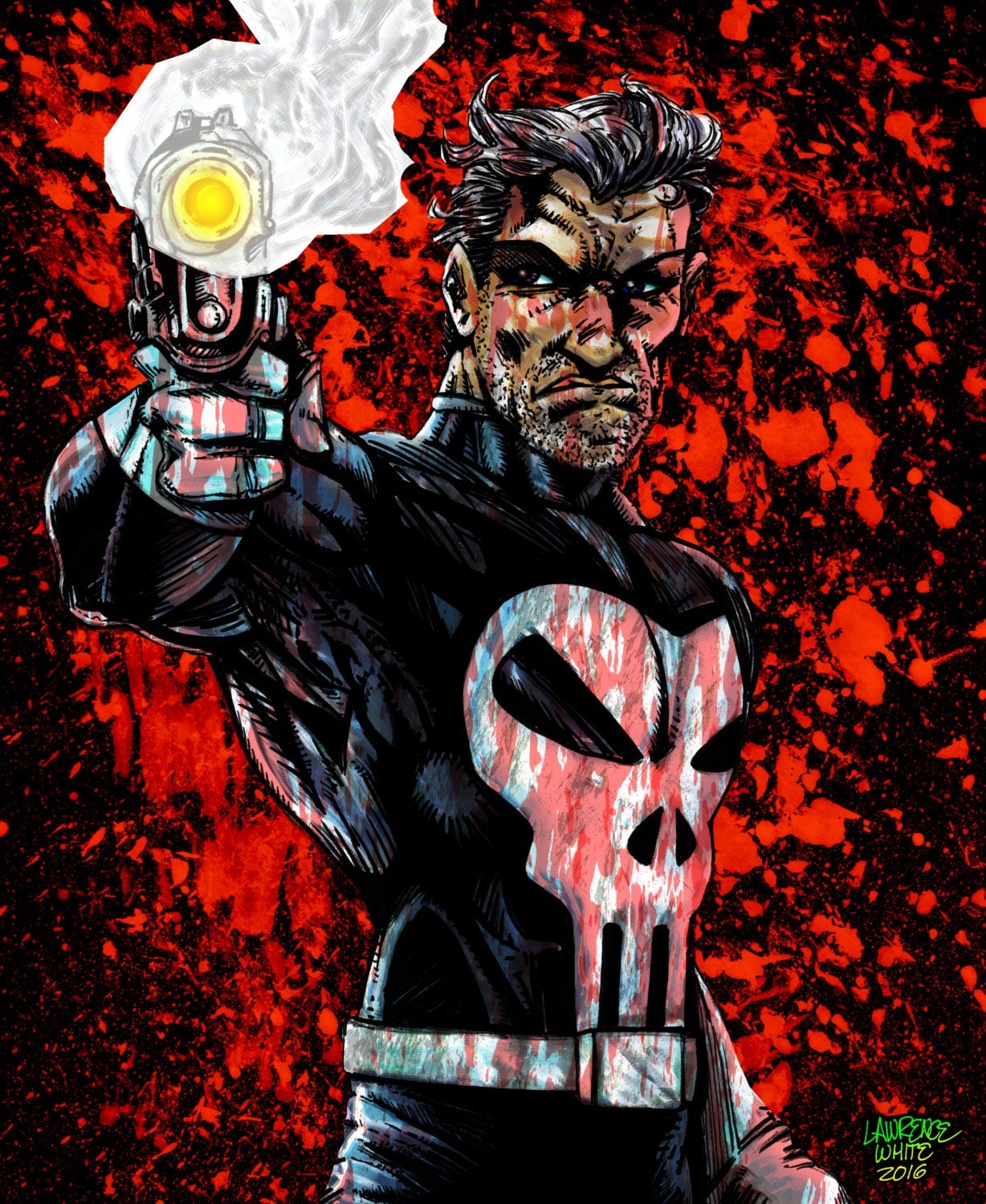 Punisher Blood Red/Black Background Print 8.5x11 by Whiteeye1