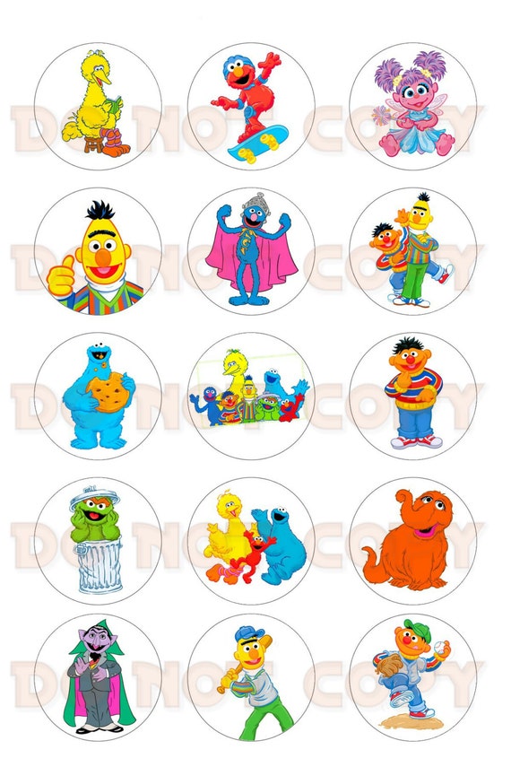 sesame street characters bottle cap by sparklescraftsupply1