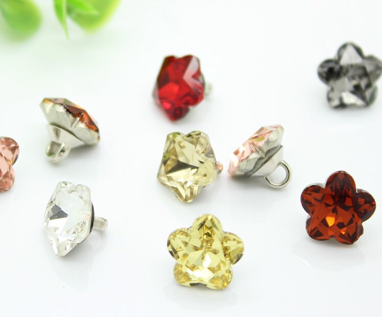 4 pieces 11mm Crystal Buttons Multicolored buttons Star