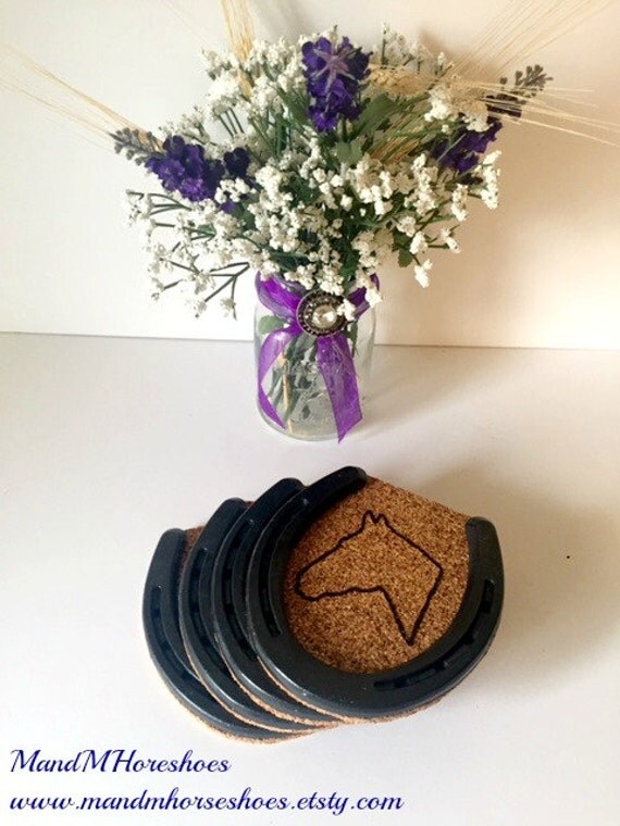 Items similar to Horseshoe Horse Coasters Custom Cork Horseshoes