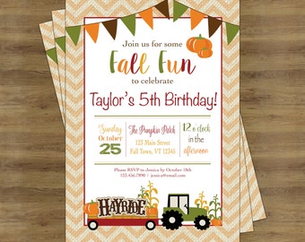 Fall Birthday Invitation; Fall Birthday Party; Fall Party Invitations; Pumpkin Birthday Invitation; Pumpkin Birthday Party; Pumpkin Party