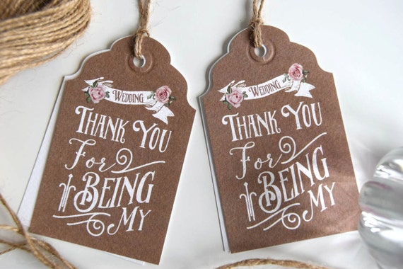 Personalised Bridesmaid Thank You Tags (bridal party tags)
