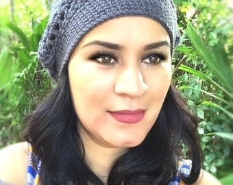Crochet Hat, Cable Beret Slouchy Mesh Hat, Handmade Crochet Hat