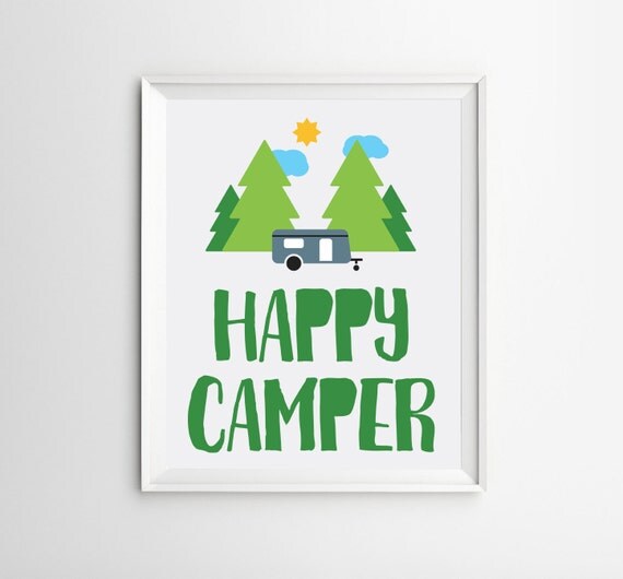 Happy Camper Printable Art 8x10 Nursery Art Print Camper