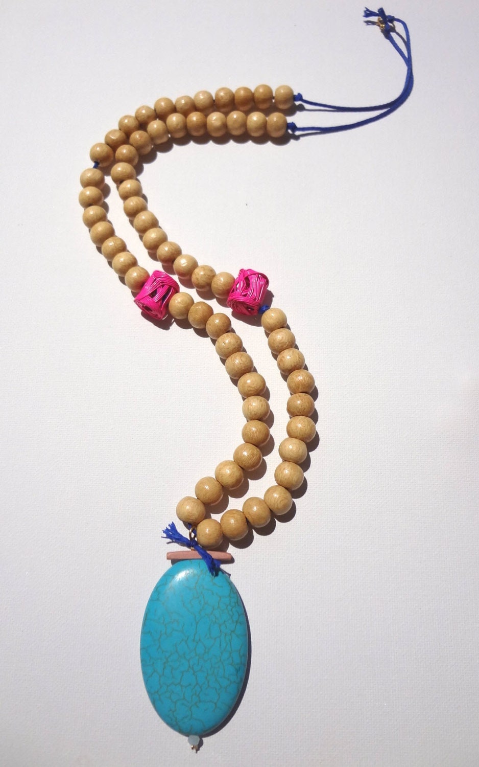 wood bead necklace women's