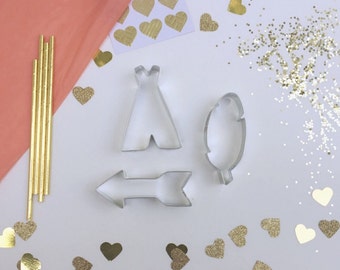 Cookie Cutters // Boho Cookie Cutter Set // Silver Tribal Cookie Cutter Set // Arrow Cookie Cutter // Feather Cookie Cutter //