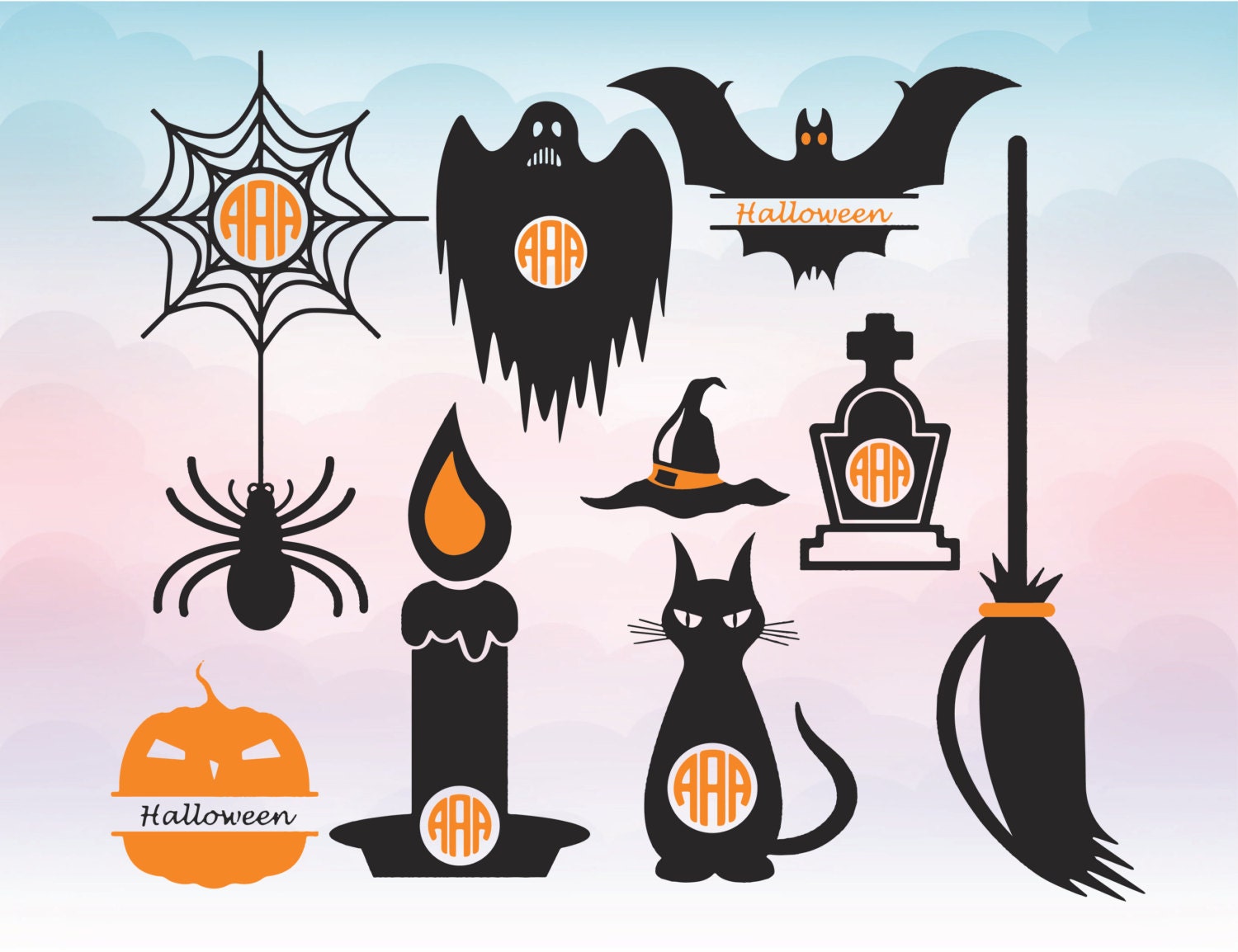 Download Halloween SVG monogram frame bundle - Halloween SVG ...