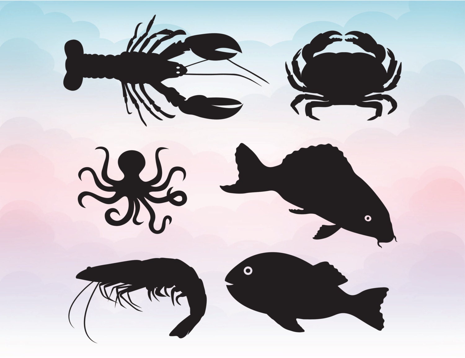 Download Ocean animal SVG Fish and marine silhouettes Ocean svg