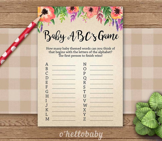 games shower 101 baby Floral Baby Game Baby Shower Floral Shower Games Baby ABC