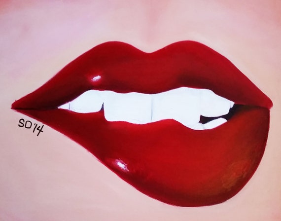 Lip Bite Painting Lips Red Red Lipstick Lipstick Makeup