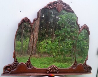 Antique Dresser Mirror Parisian Solid Wood,Victorian Style