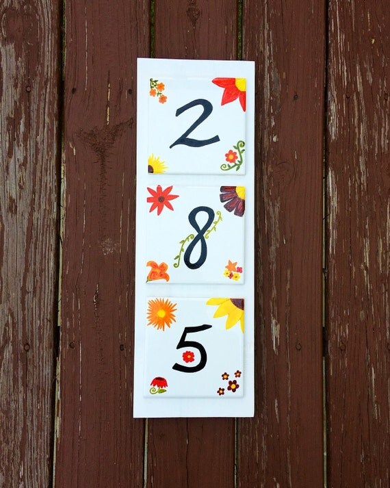 Hand Painted House Numbers Address Tiles Home by BunnyPopDesigns