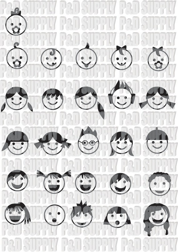Baby and Kid faces WITH BONUS SVG dxf Digital Cut file for
