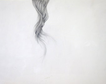 Fine Art Drawing, Graphite Hair, Elegant Unique Design, Hand Drawn Original Drawing,