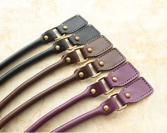 Genuine Leather Purse Straps with Bronze Hardware 21.5 inch long