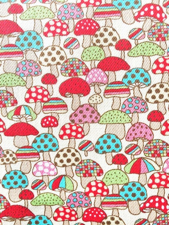 Mushroom Fabric Mushrooms Twill Cotton Kokka Japanese
