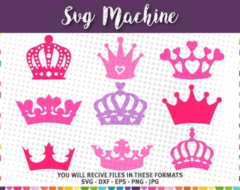 Crown svg - Princess Crown svg - crown clipart - svg png dxf eps jpg - Silhouette Cut Files - digital cutting file for cutting machines