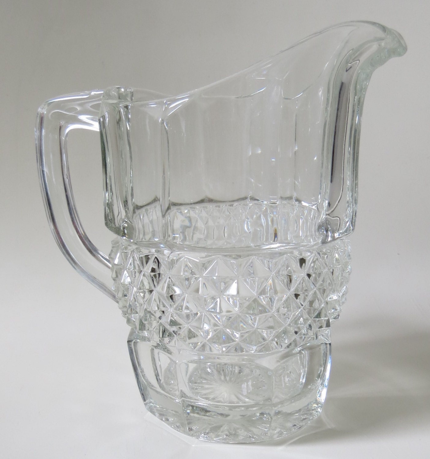 Vintage Pressed Glass Water Jug Pitcher