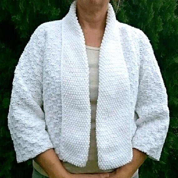 SALE Spring Summer Hand Knit Kimono Sleeve Cardigan Sweater