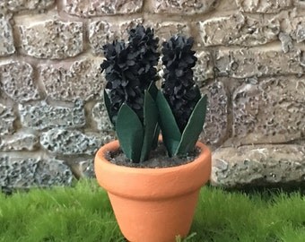 Dollhouse Miniature Black Hyacinth Artist Made