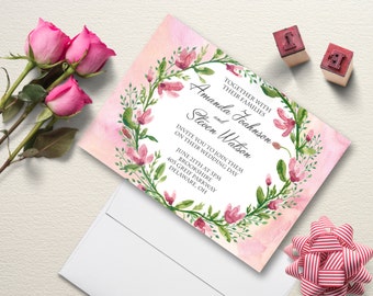 Wedding invite Watercolor wedding invitation Printable floral wedding invite