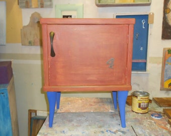 Rusty and blue nightstand
