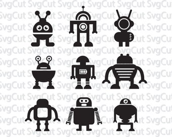 Future Svg, Robot Monogram, Cuttable Design SVG, DXF, Silhouette Studio & Cricut, Vector Art, Vinyl Decal Digital Cutting Cut Files