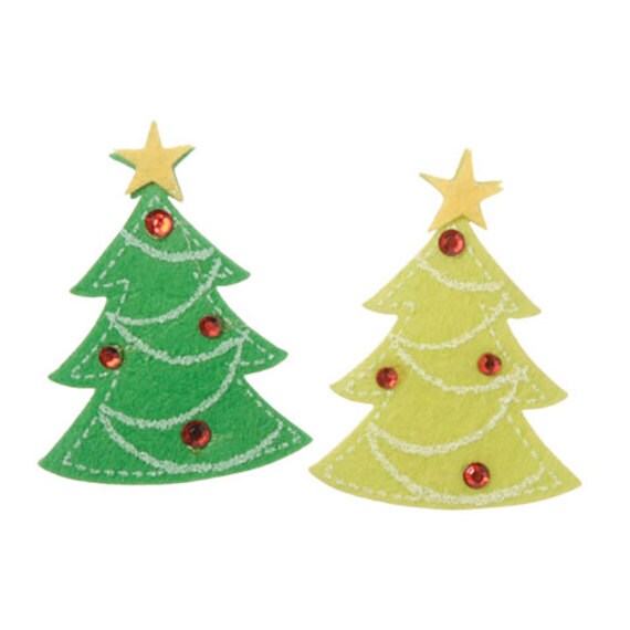 Felties Felt Stickers Christmas Trees with Gems 12 Pieces