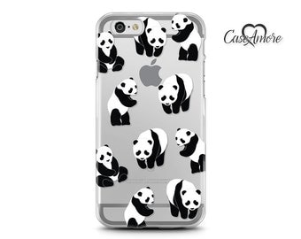 iPhone 7 case, iPhone 6 case, iPhone case, Clear Rubber case, Galaxy S8 case, Galaxy S7 Edge case, Transparent S8 Plus case, Panda case