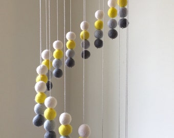 Felt Ball Mobile - Baby Mobile - Felt Balls - Cot Mobile - Nursery Decor - Spiral Pattern